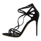 Black Keira Satin Heels Sandals Shoes