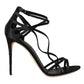 Black Keira Satin Heels Sandals Shoes