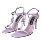 Purple Leather Logo Ankle Strap Keira Sandals Shoes