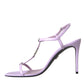 Purple Leather Logo Ankle Strap Keira Sandals Shoes