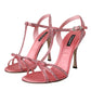 Pink Strass Ankle Strap Heels Sandals Shoes