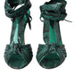 Green Exotic Leather Heels Sandals Shoes