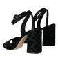 Black Leopard Suede Heels Sandals Shoes