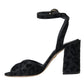 Black Leopard Suede Heels Sandals Shoes