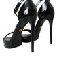 Black KEIRA Leather Heels Sandals Shoes