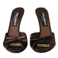 Brown Suede Leather Slides Heels Sandals Shoes