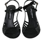 Black Sandals Stilettos Suede Strap Shoes