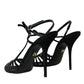 Black Sandals Stilettos Suede Strap Shoes