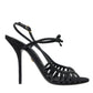 Black Sandals Stilettos Suede Strap Shoes