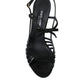 Black Sandals Stilettos Suede Strap Shoes