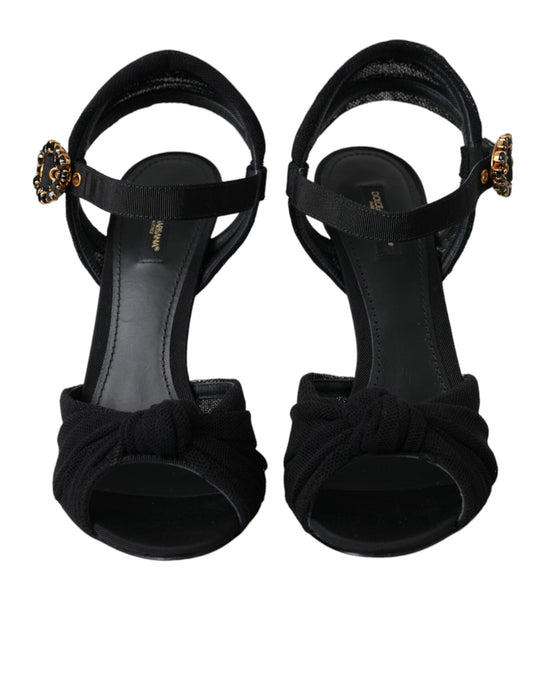 Black Suede Crystals Keira Sandals Shoes