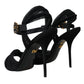 Black Suede Crystals Keira Sandals Shoes