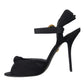 Black Suede Crystals Keira Sandals Shoes