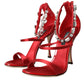 Red Keira Satin Crystals Sandals Heels Shoes