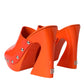 Orange Leather Mules Sandals Heels Shoes