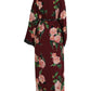 Bordeaux Floral Maxi Kaftan Crepe Robe Dress