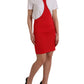 Red Nylon Stretch Bodycon Sheath Mini Dress