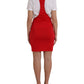 Red Nylon Stretch Bodycon Sheath Mini Dress