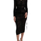 Black Sheer Bodycon Sheath Midi Dress