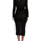 Black Sheer Bodycon Sheath Midi Dress