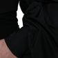 Black Polyester Puffed Sleeves Cropped Jacket