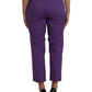 Purple Cotton MidWaist Straight Cropped Pants