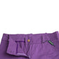 Purple Cotton MidWaist Straight Cropped Pants