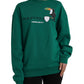 Green Cotton Logo Print Long Sleeves Pullover Sweater