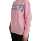 Pink Cotton Logo Print Long Sleeves Pullover Sweater