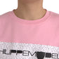 Pink Cotton Logo Long Sleeves Pullover Sweater