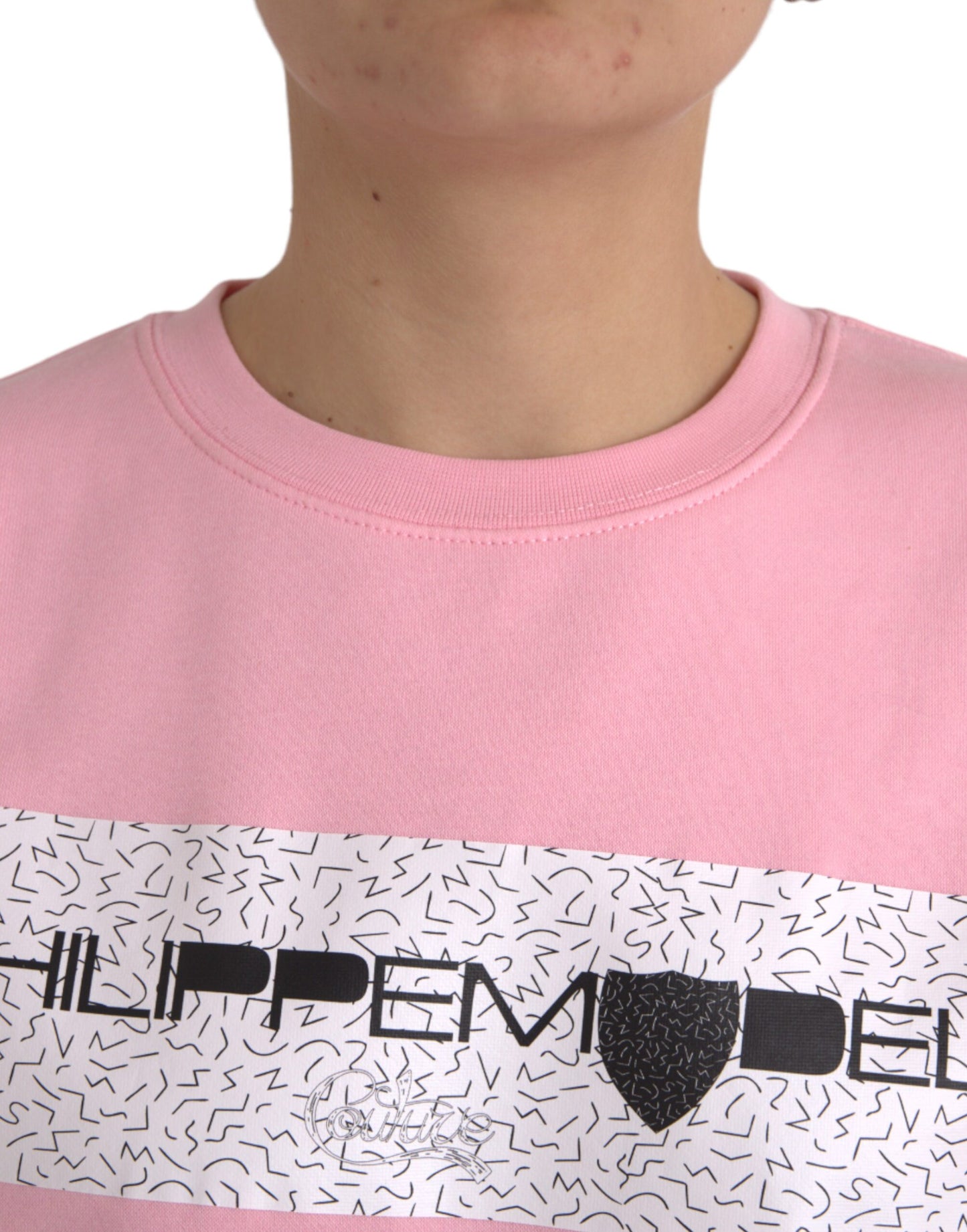 Pink Cotton Logo Long Sleeves Pullover Sweater