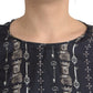 Black Key Castle Print Silk Blouse T-shirt