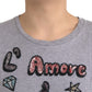 Gray Cotton L'Amore E'Bellezza Top T-shirt