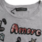 Gray Cotton L'Amore E'Bellezza Top T-shirt