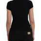 Black Turtleneck Viscose Short Sleeve Top