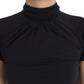 Black Turtleneck Viscose Short Sleeve Top