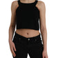 Black Sleeveless Round Neck Cropped Tank Top