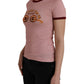 Pink Cotton Short Sleeves Crew Neck T-shirt