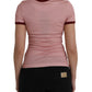 Pink Cotton Short Sleeves Crew Neck T-shirt