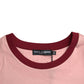 Pink Cotton Short Sleeves Crew Neck T-shirt