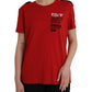 Red Cotton Graphic Print Crew Neck T-shirt