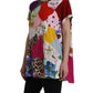 Multicolor Patchwork Cotton Silk Blouse Top