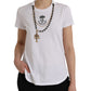 White Cotton Necklace Short Sleeves T-shirt