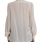 Off White Long Sleeve Button Down Blouse Top