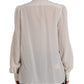 Off White Long Sleeve Button Down Blouse Top