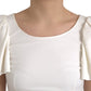 White Viscose Round Neck Short Sleeves Top