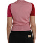 Pink Short Sleeves Pullover Ascot Collar Top