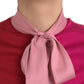 Pink Short Sleeves Pullover Ascot Collar Top