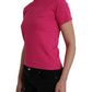 Pink Cotton Crew Neck Short Sleeves Tee T-shirt