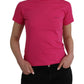 Pink Cotton Crew Neck Short Sleeves Tee Top T-shirt